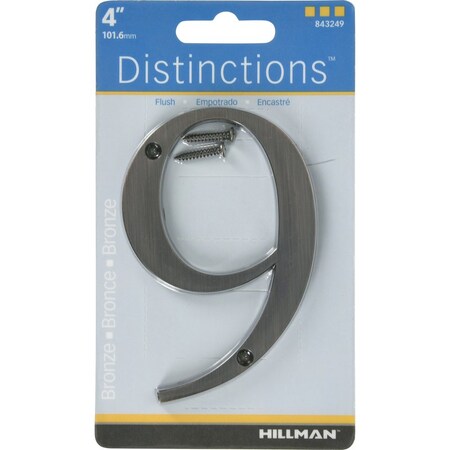 Hillman HILLMAN Distinctions 4 in. Bronze Zinc Die-Cast Screw-On Number 9 1 pc, PK3 843249